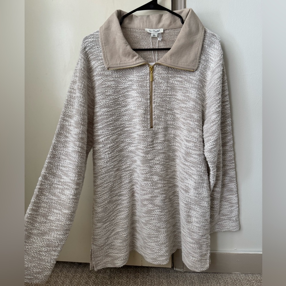 Heathered Beige & Ivory Quarter Zip Simply Noelle